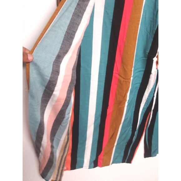 NWOT Wide leg palazzo pants tropea Side flaps Womens XL multicolor stripes Boho - Picture 3 of 9